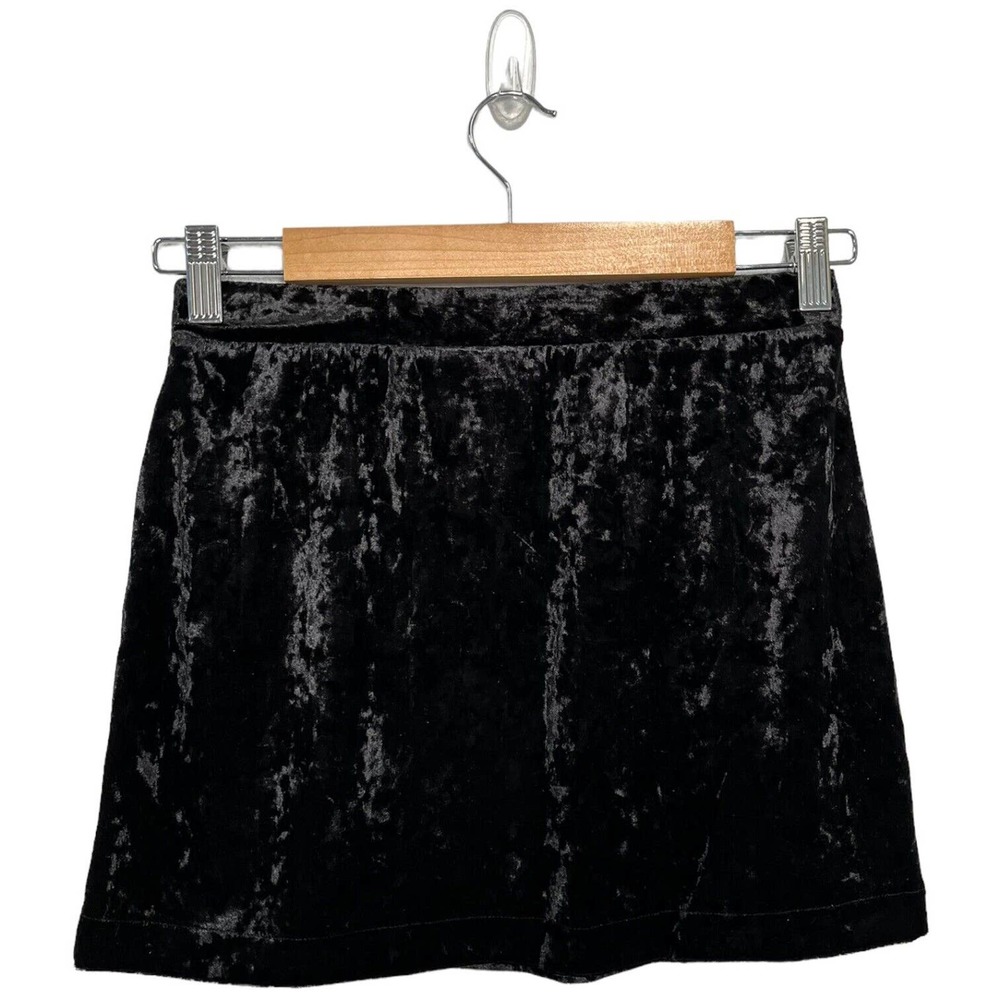 New Nordstrom Abound Crushed Velvet Velour Mini Retro 90s Y2K Skirt Black S - Picture 4 of 11